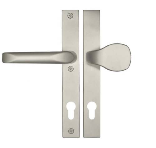 Klamka gałka srebrna długi szyld prawa gałka.JPG