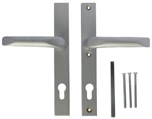 Srebrna klamka do drzwi długi szyld.JPG