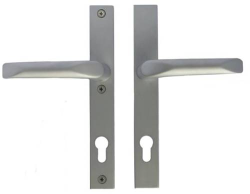 Szara srebrna klamka do drzwi wejściowych 92mm.JPG