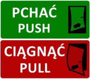Naklejka drzwi pchać ciągnąć