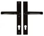 Klamka brązowa do drzwi aluminiowych 92 mm 240x32 mm Prawa