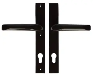 Klamka brązowa do drzwi aluminiowych 92 mm 240x32 mm Prawa