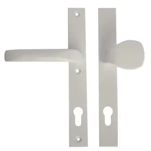 Klamka z pochwytem 92 mm szyld 240x32 mm Biała Prawa