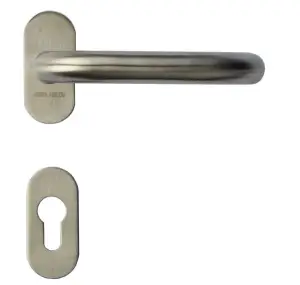 Klamka nierdzewna INOX do drzwi krótki szyld